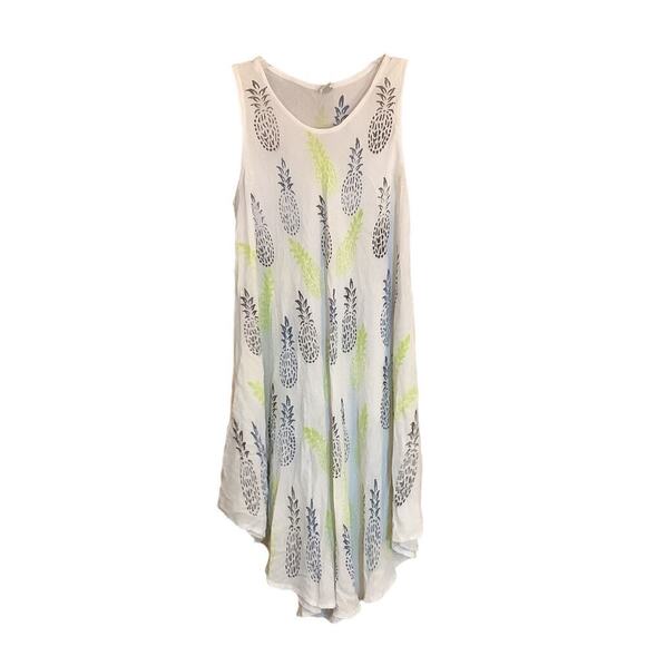 Seven Islands Gauze Dress Sleeveless Pineapple Light Sundress Cover-up Tank OS - Picture 1 of 5